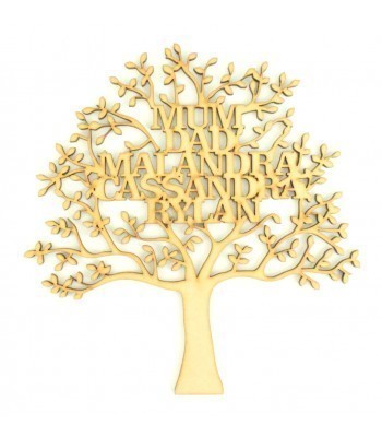 Laser Cut Personalised Family Tree - 200mm Size